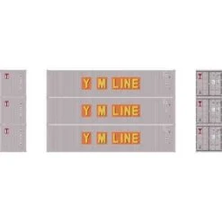 Athearn #27052 HO 40’ Low-Cube Container YMLU (3 Pack) Old