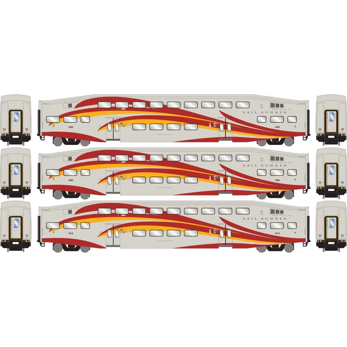 Athearn 28593 N Bombardier Passenger Coach, NMRX #1003 / #1004 / #1013 (3)