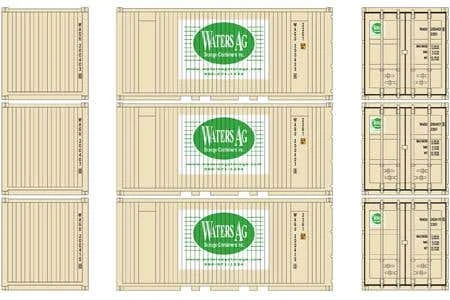 Athearn #27874 20' Corrugated Container W/PanelWater Ag (3pcs)