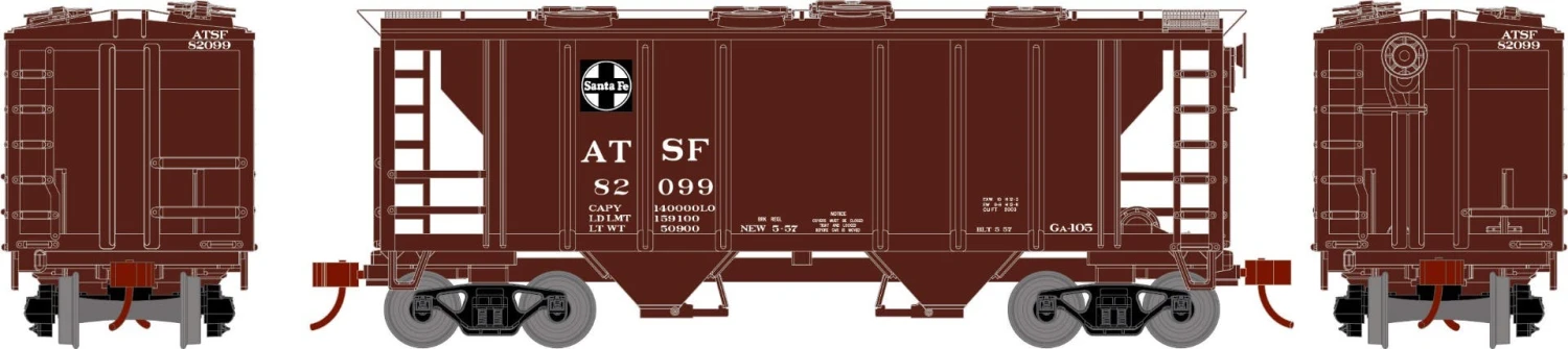 Athearn 15409 HO PS-2 2003 Covered Hopper Santa Fe #82099
