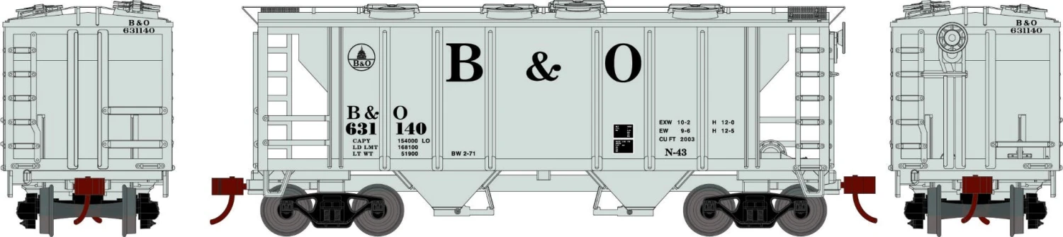 Athearn 15412 HO PS-2 2003 Covered Hopper Baltimore & Ohio #631140