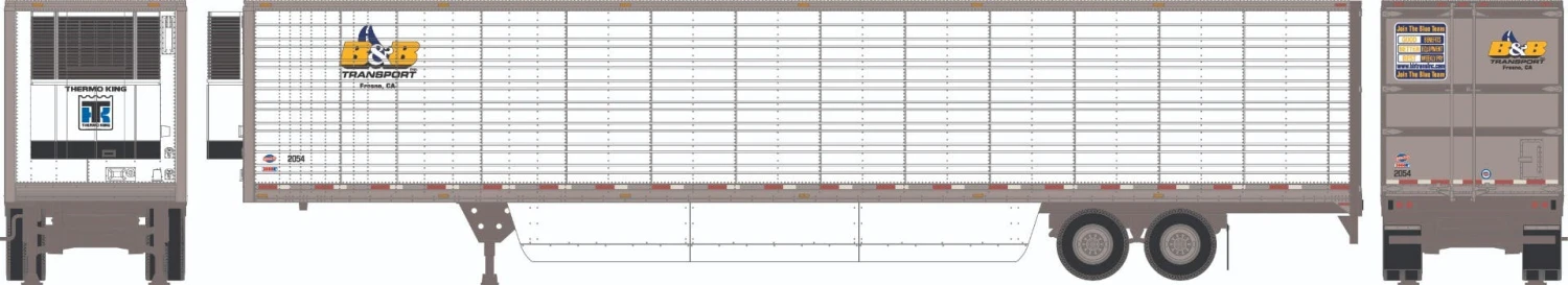 Athearn 26751 HO 53ft Utility Reefer Trailer B&B Transport #2054