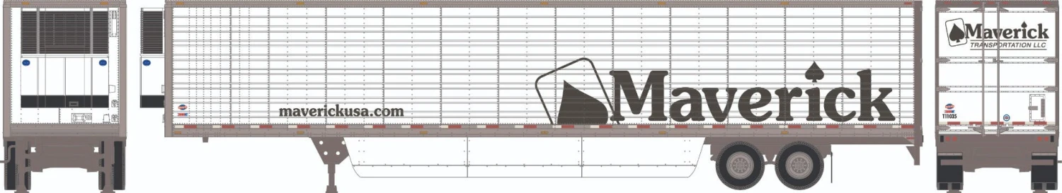 Athearn 26754 HO 53ft Utility Reefer Trailer Maverick Transportation #T11035