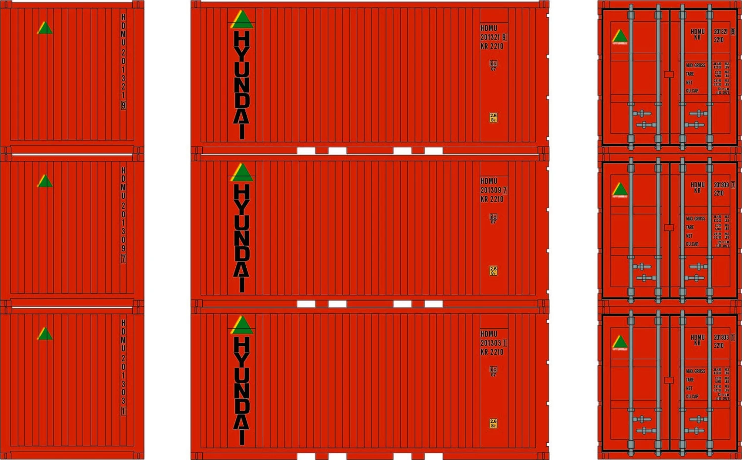 Athearn 28073 HO 20ft Corrugated Container With Panels Hyundai #2013031 / 2013097 / 2013219