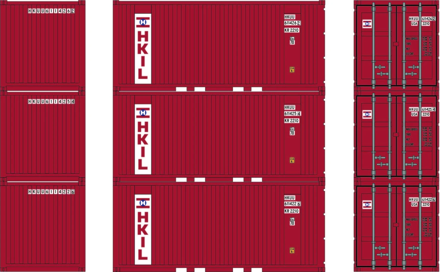 Athearn 28074 HO 20ft Corrugated Container With Panels Hong Kong Islands #6114226 / 6114254 / 6114262