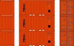 Athearn 28076 HO 20ft Corrugated Container With Panels ITEL #6064234 / 6785223 / 8283330