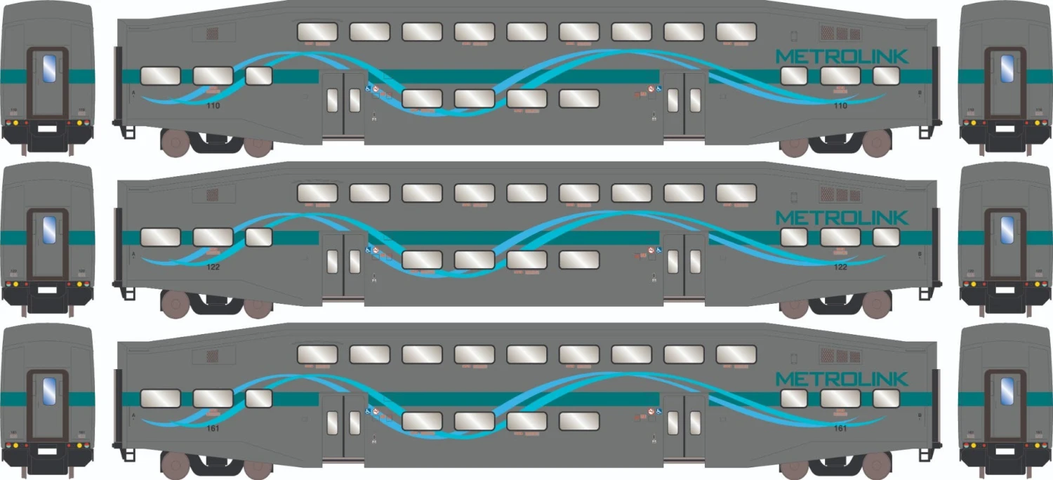 Athearn 28580 N Bombardier Passenger Car Metrolink #110/122/161