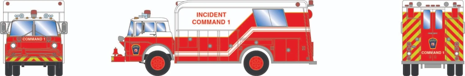Athearn 29470 HO Ford C Rescue Truck County Fire Department #1