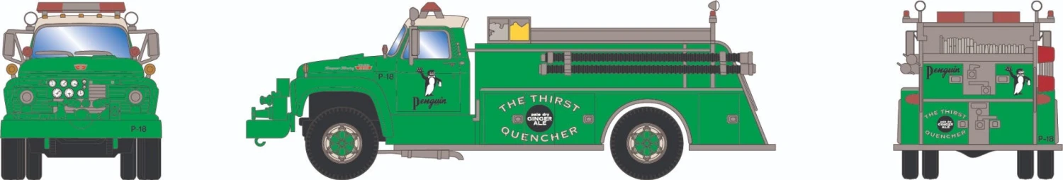 Athearn 4575 HO Ford F850 Pumper Penguin Ginger Ale #P-18
