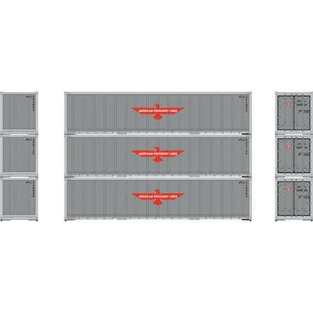Athearn 63385 HO 40' Smooth Side Container - APL (3pcs)