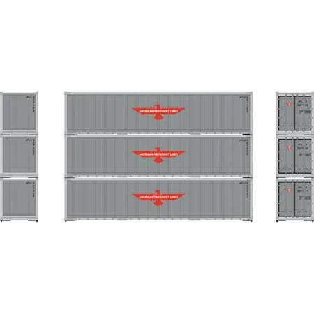 Athearn 63386 HO 40' Smooth Side Container - APL (3pcs)