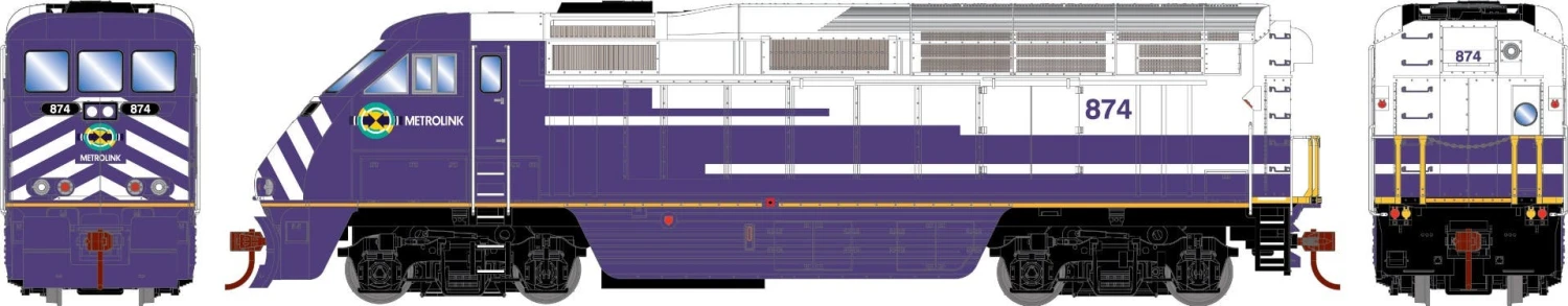 Athearn 64958 HO EMD F59PHI Diesel Locomotive Metrolink #874 With Sound
