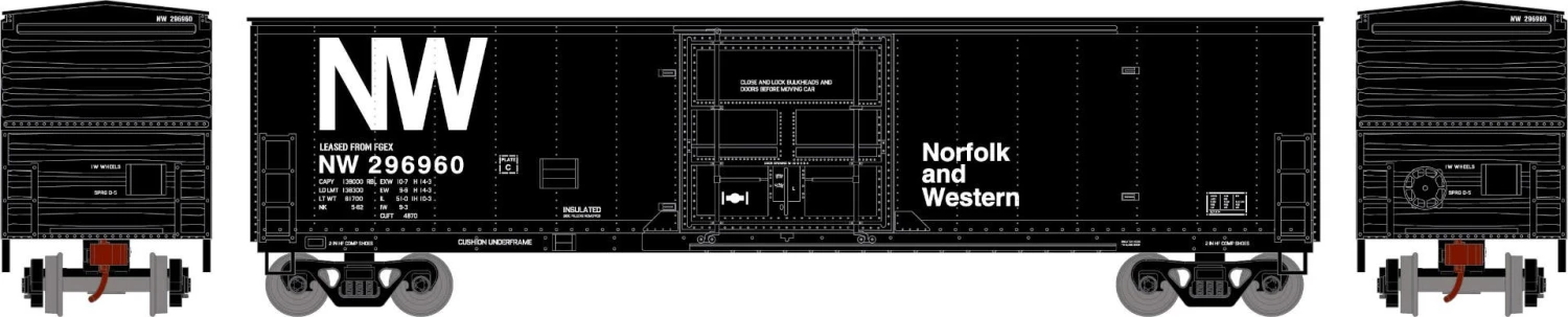 Athearn 71056 HO 50ft Superior Plug Door Box Car Norfolk And Western #296960