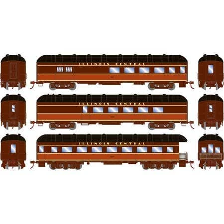 Athearn 73039 HO Arch Roof Passenger Car - IC #951/4116/3827 — Combine/Diner/Obs