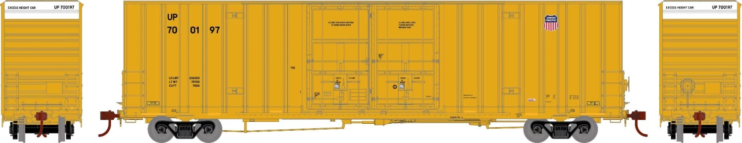 Athearn 75314 HO 60ft Gunderson Double Door High-Cube Box Car Union Pacific #700197