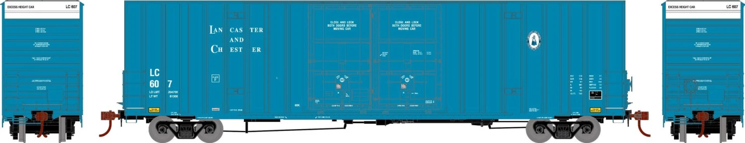 Athearn 75321 HO 60ft Gunderson Double Door High-Cube Box Car Lancaster & Chester #607