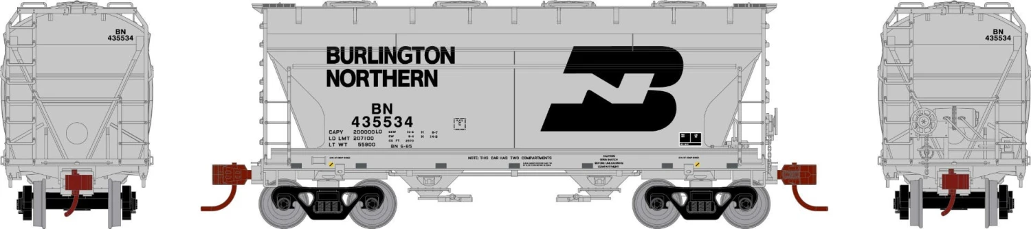 Athearn GN24686 N ACF 2970 Covered Hopper Burlington Northern #435534