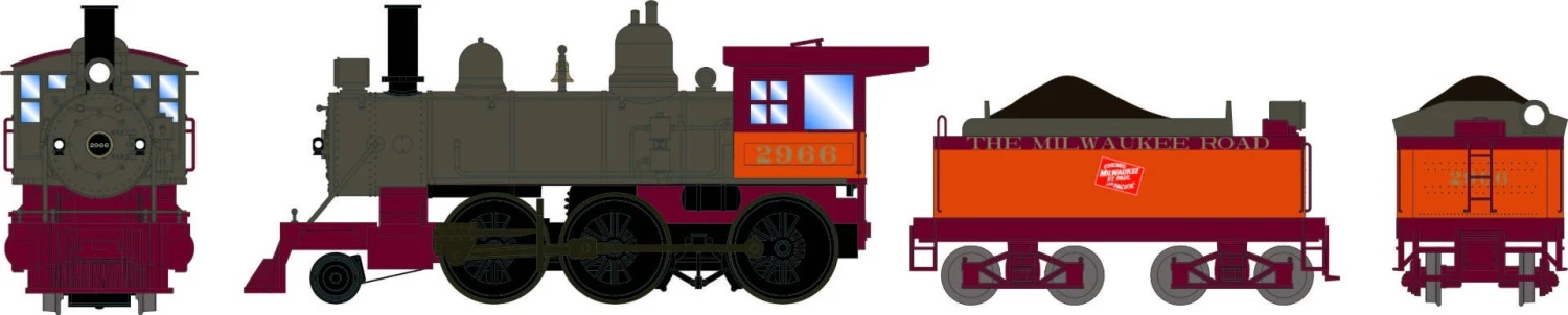 Athearn 87239 HO 2-6-0 Steam Locomotive Milwaukee Road #2966