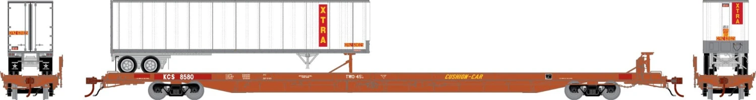 Athearn GN14367 N F89-F TOFC Flat Car With 45ft Fruehauf Z-Van Trailer Kansas City Southern #8580 / CFKZ #631025