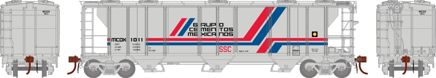 Athearn 28352 N PS-2 2893 Covered Hopper Grupo Cementos Mexicanos #1011