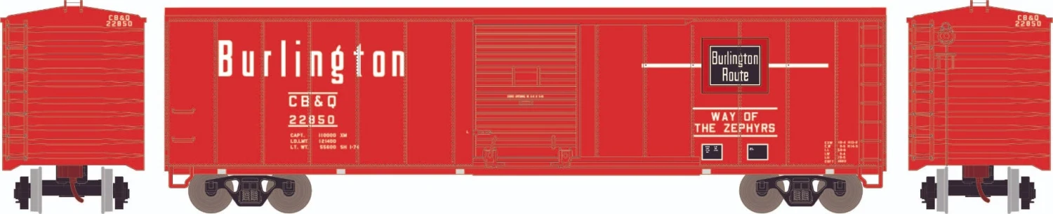 Athearn 2979 N 50ft PS-1 Single Sliding Door Boxcar Chicago, Burlington & Quincy #22850