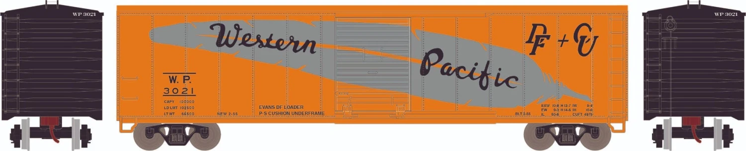 Athearn 2987 N 50ft PS-1 Single Sliding Door Boxcar Western Pacific #3021