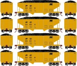 Athearn RoundHouse 50021 HO 34ft 2-Bay Ribbed Side Hopper Penn Central 4 Pack