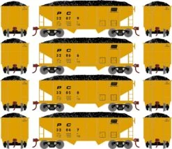 Athearn RoundHouse 50022 HO 34ft 2-Bay Ribbed Side Hopper Penn Central 4 Pack